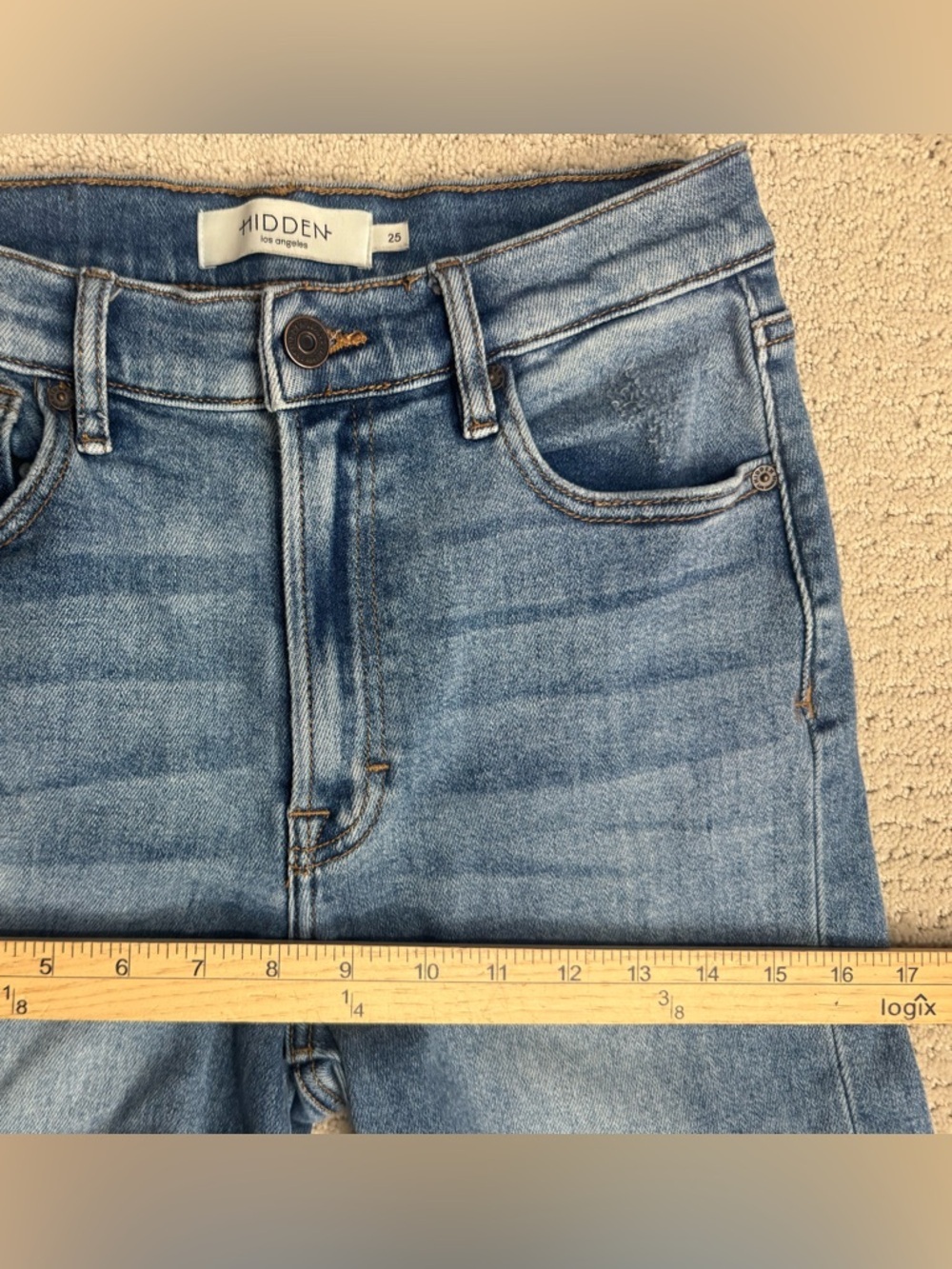 Hidden Logan Dad Cargo Wide Leg Jeans Size 25 Medium Wash - Picture 9 of 16